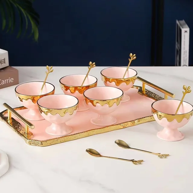 Porcelain serving bowls+Spoons +Tray