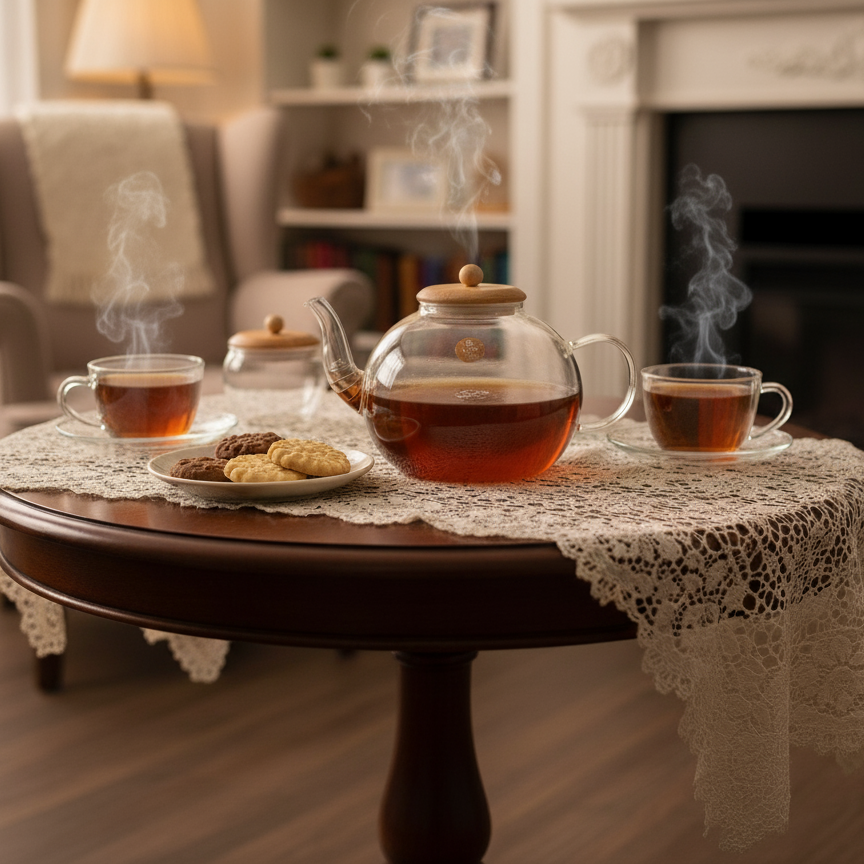 Glass Tea Pot Wood cover