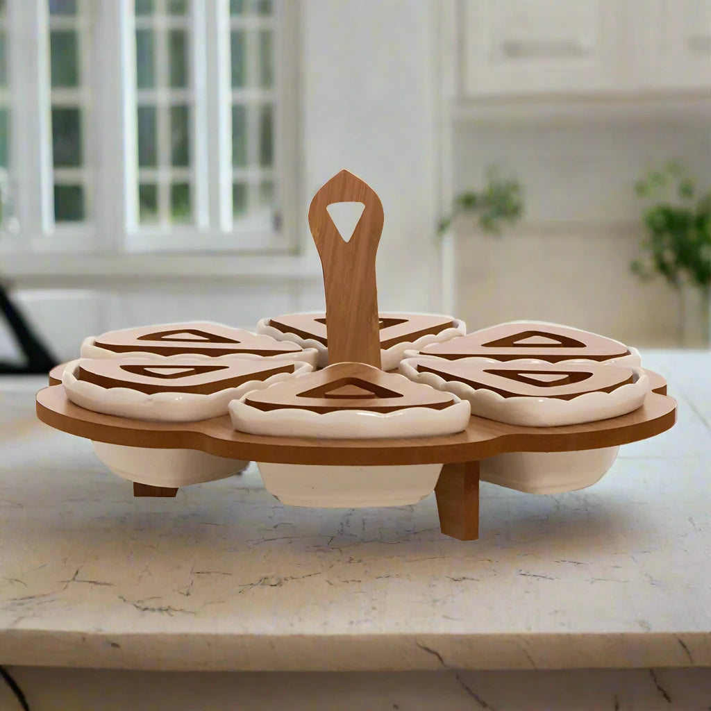 Round divided tray with covers 6 comp