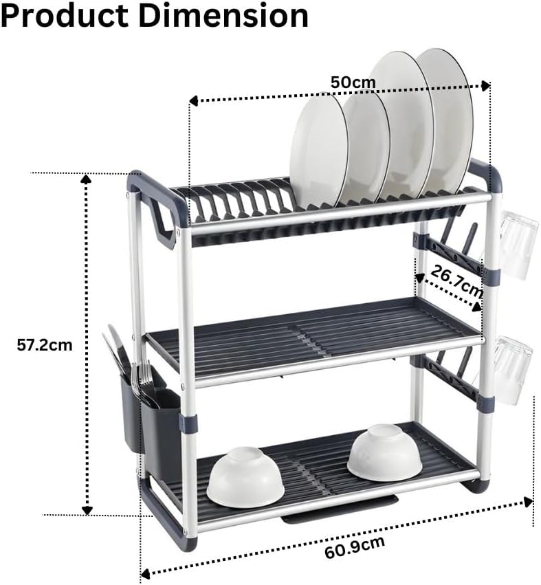 3 Tiers Aluminium Dish Rack