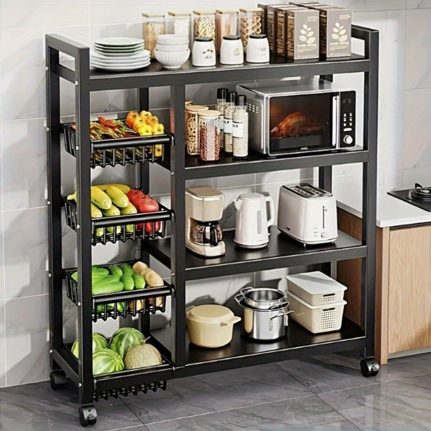 4-tier rolling shelf