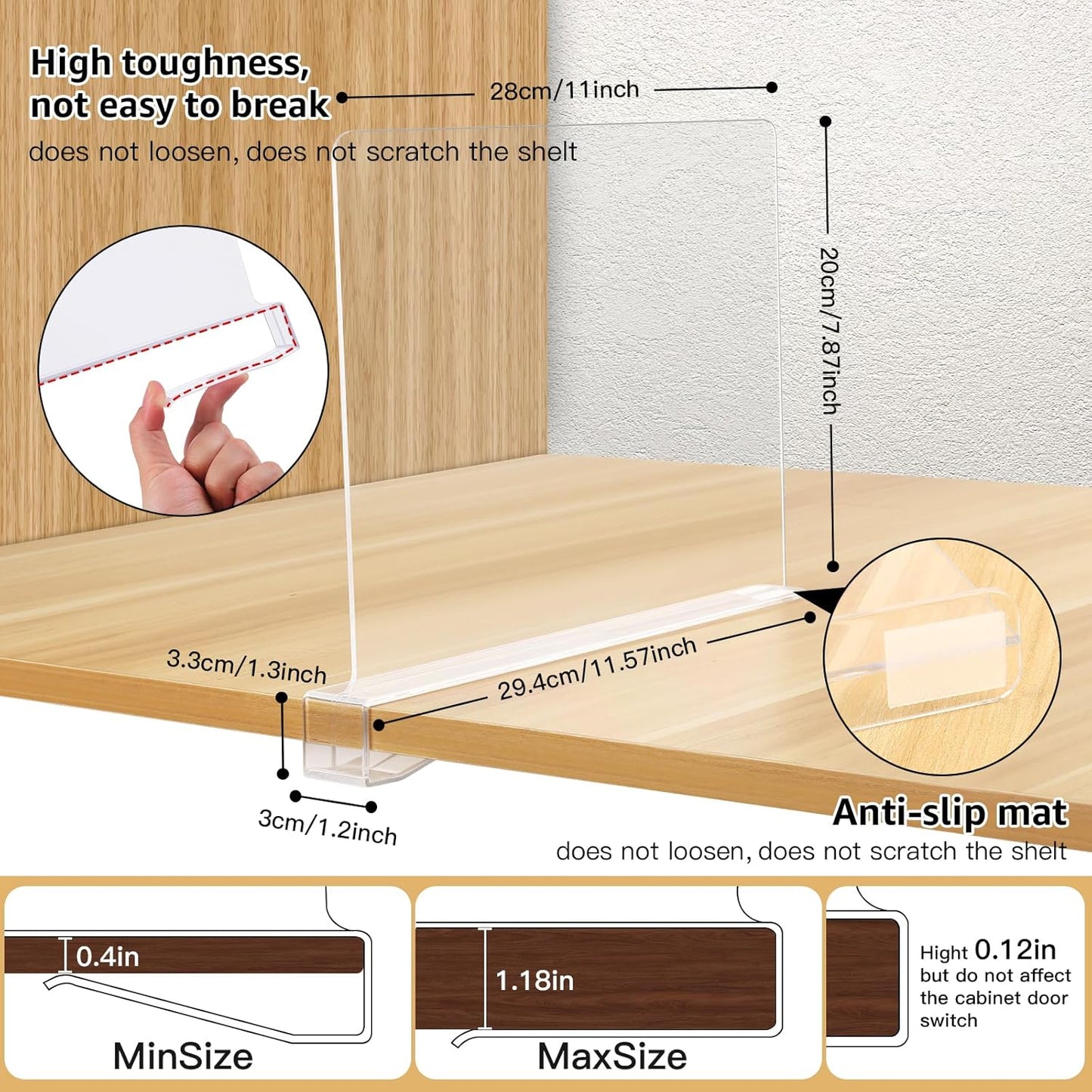 Adjustable Acrylic Shelf (Set of 6 pcs)