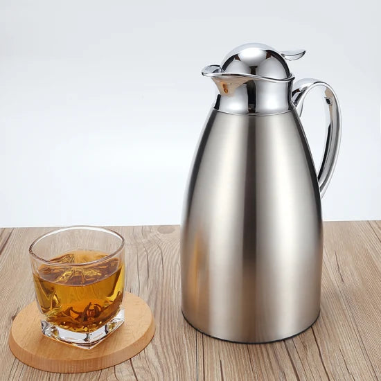 SS Insulated Carafe Vacuum Flask w Easy Push Button