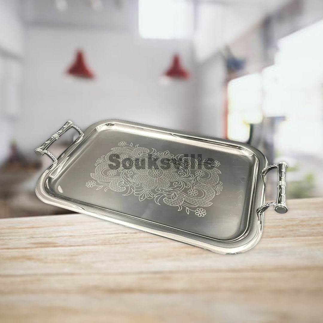 Elegant Flower Design Serving Tray