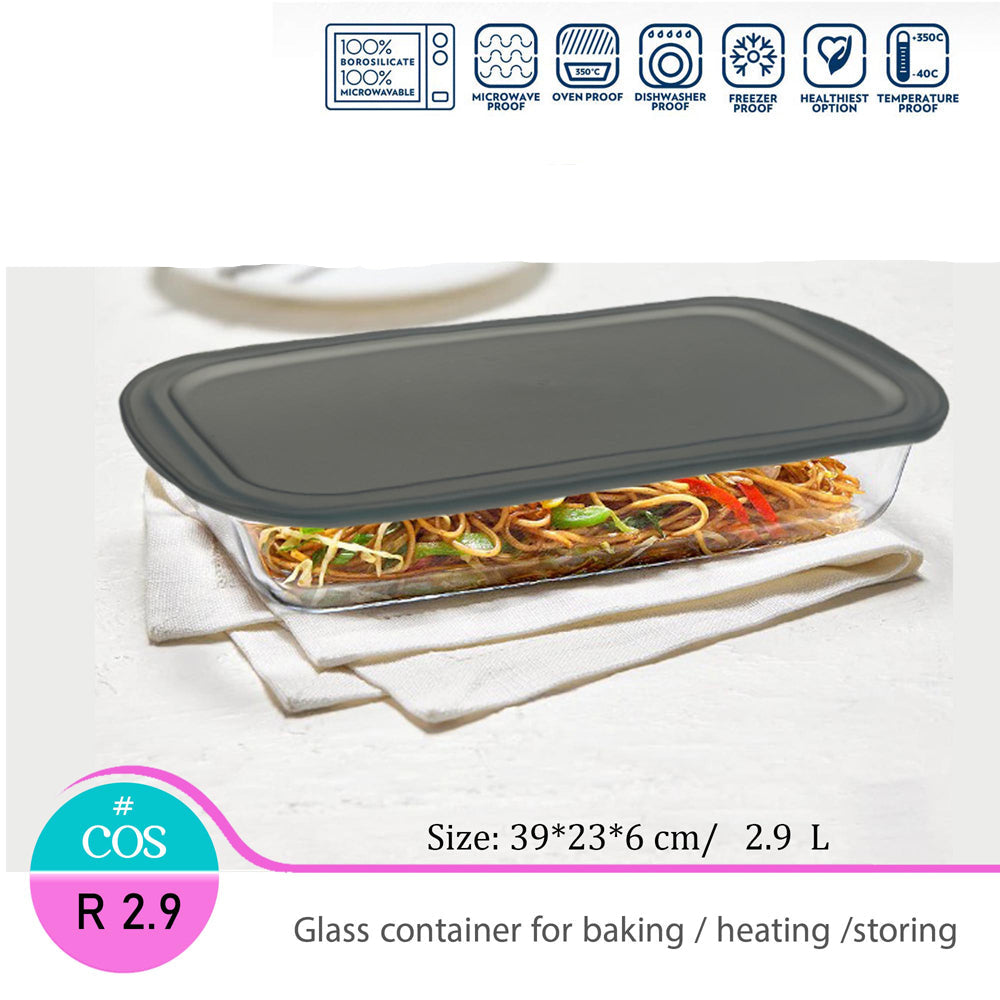 Rectangular glass oven dish With cover