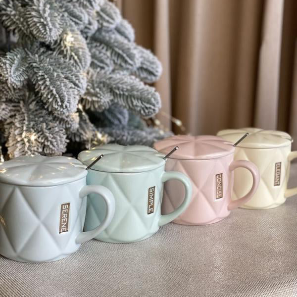 Porcelain Mug With Lid & Spoon