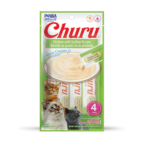 INABA CHURU CAT CHICKEN WITH SCALLOP RECIPE 4 TUBES