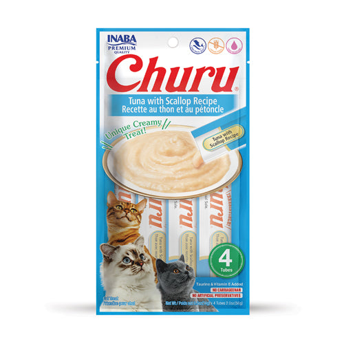 INABA CHURU CAT TUNA WITH SCALLOP RECIPE 4 TUBES