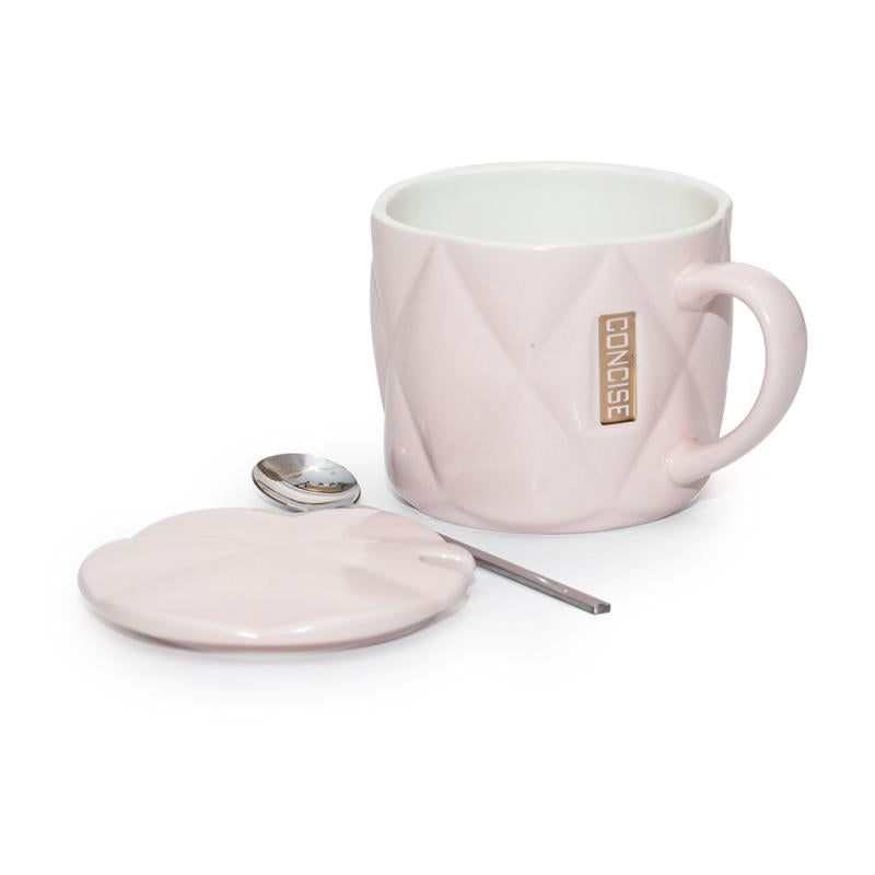Porcelain Mug With Lid & Spoon