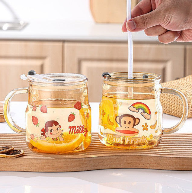 Cartoon Glass Sippy Cup