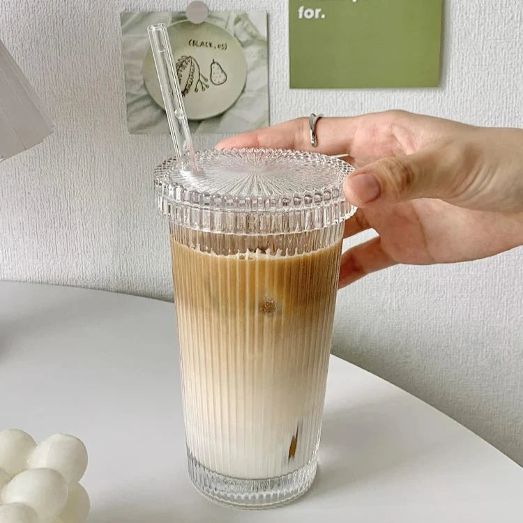 Lined Plastic Cup with Glass Straw