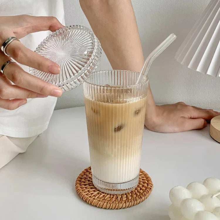 Lined Plastic Cup with Glass Straw