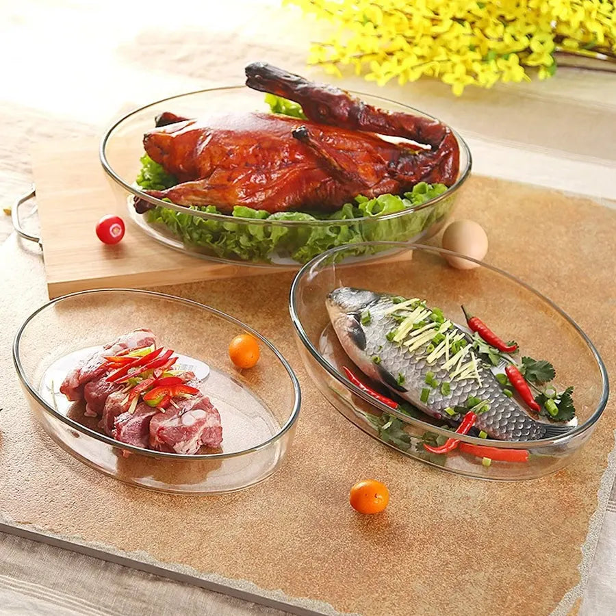 Oval Glass Oven Dish ( 3 Pcs)