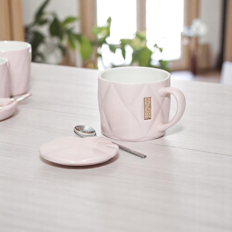 Porcelain Mug With Lid & Spoon