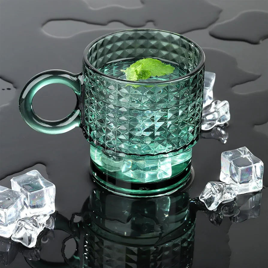 Green Glass Cup set of 2