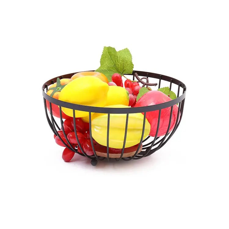Metal Fruit Bowl With Wooden Base