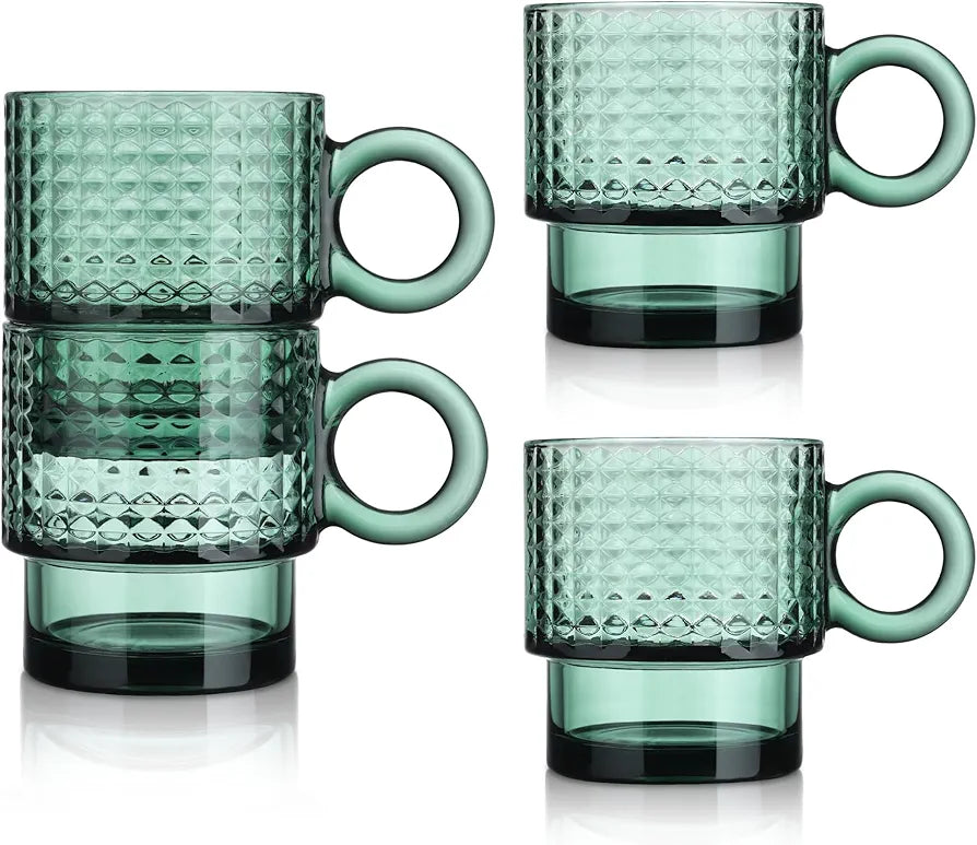 Green Glass Cup set of 2