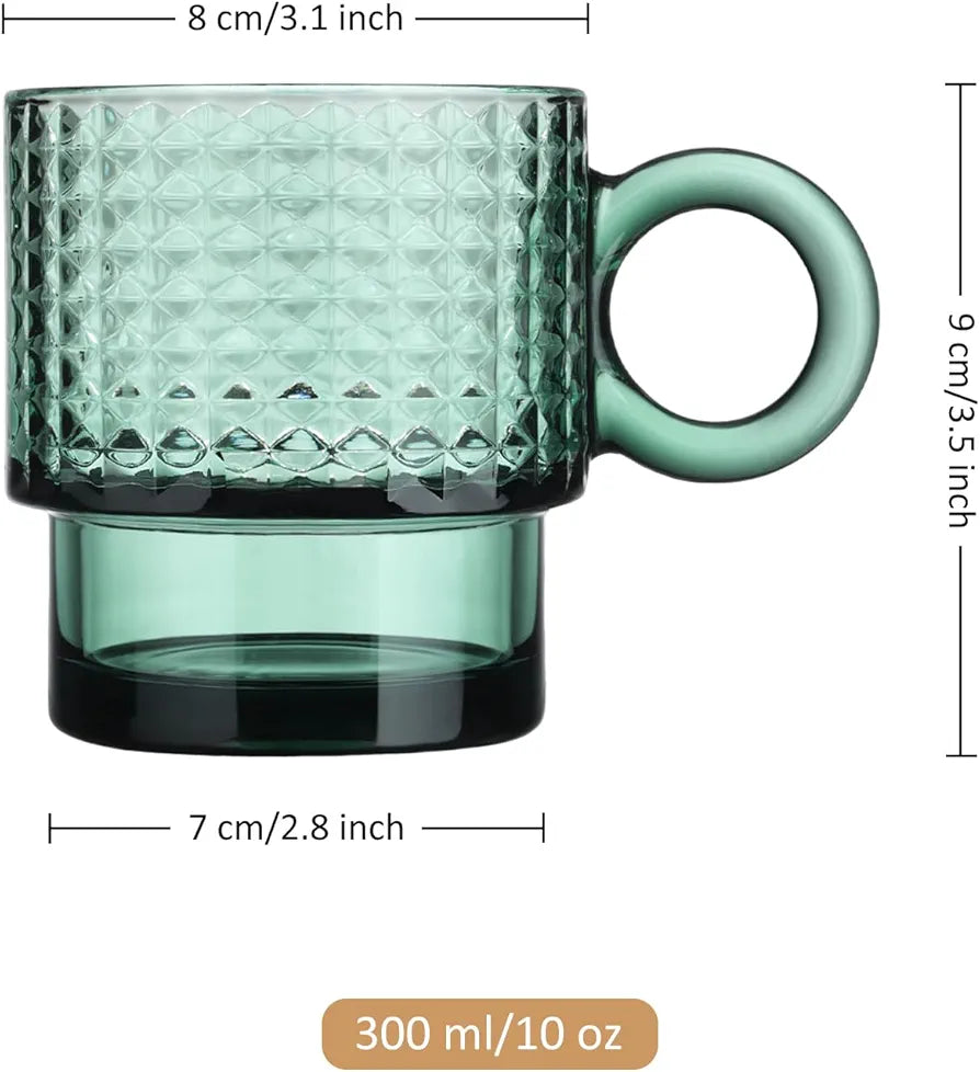 Green Glass Cup set of 2