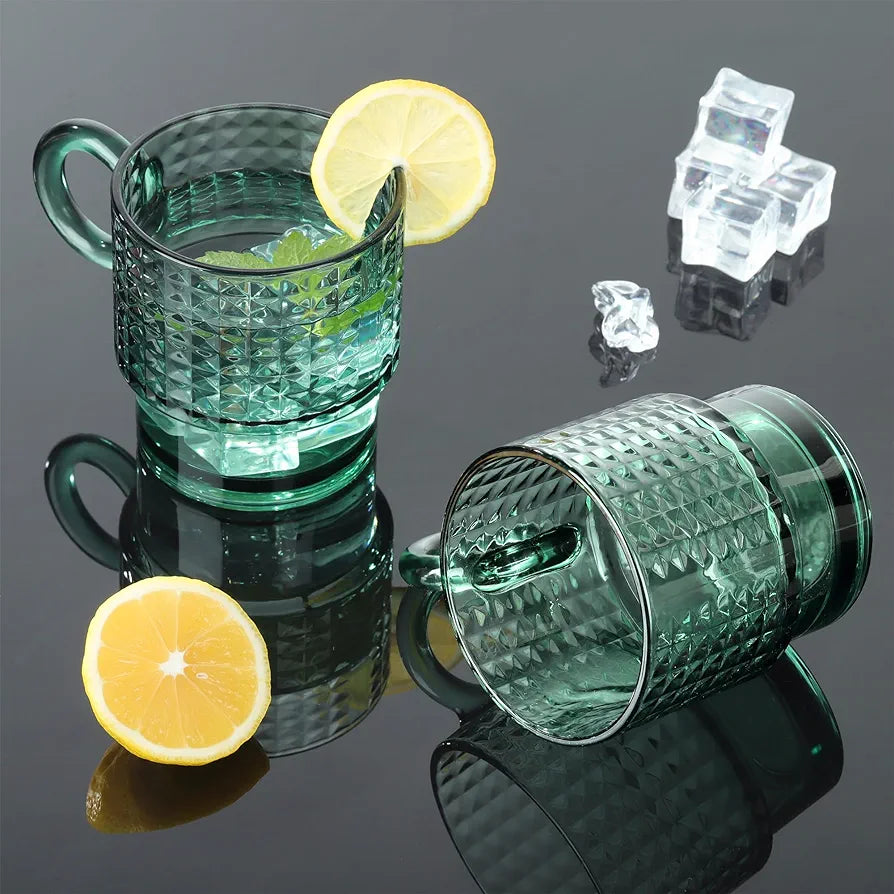 Green Glass Cup set of 2