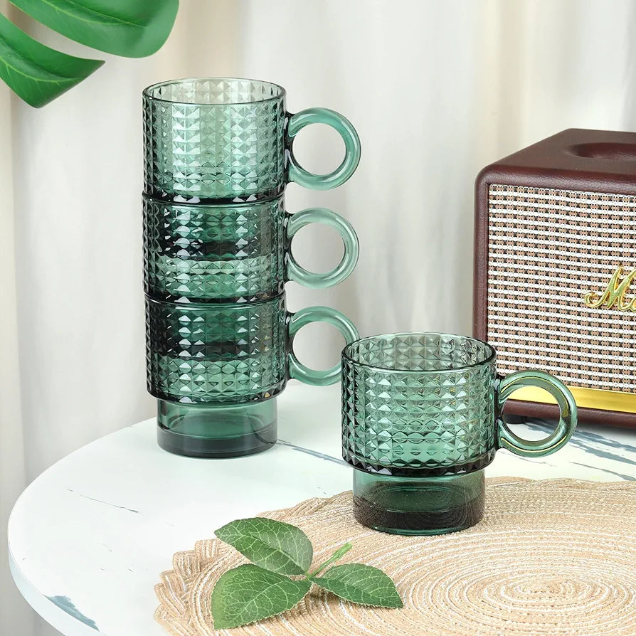 Green Glass Cup set of 2