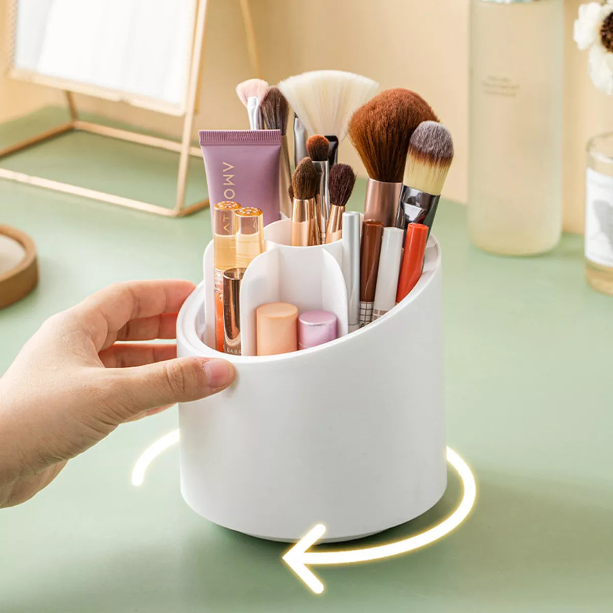 Rotating Makeup Brush Organizer