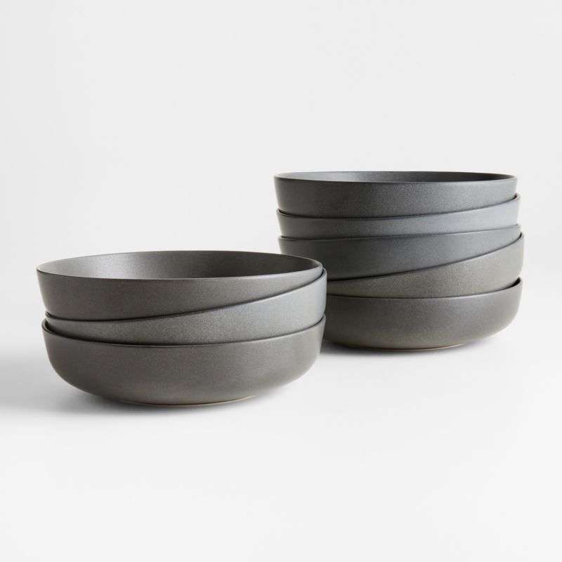 Matt Dark Gray Deep Plate (Set of 6)