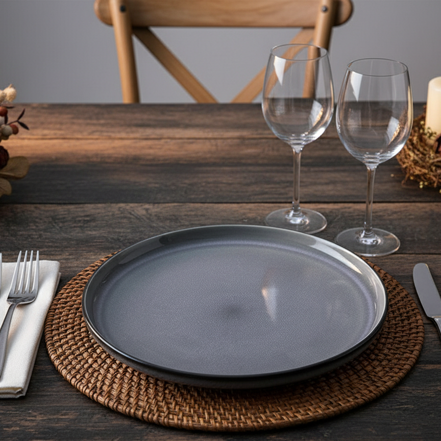 Glazed Plate with Mat Exterior (Set of 6)