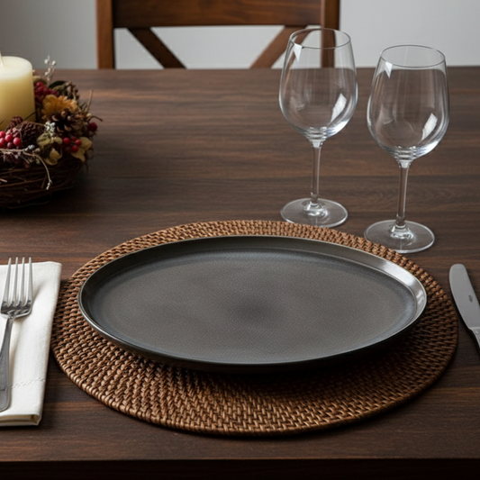 Glazed Oval Plate with Mat Exterior