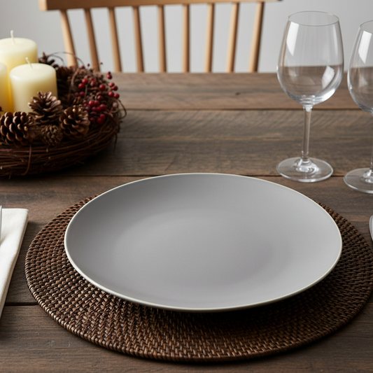 Matt Grey Irregular Shape Dinner Plate (Set of 6)