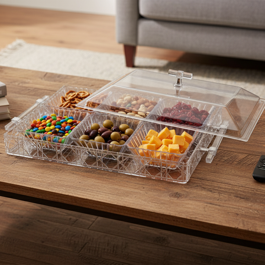 Acrylic Condiment Tray with 6 Bowls