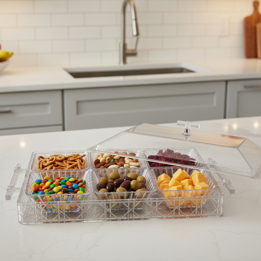 Acrylic Condiment Tray with 6 Bowls