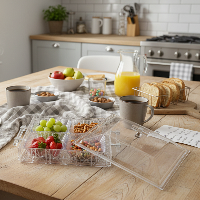 Acrylic Condiment Tray with 4 Bowls