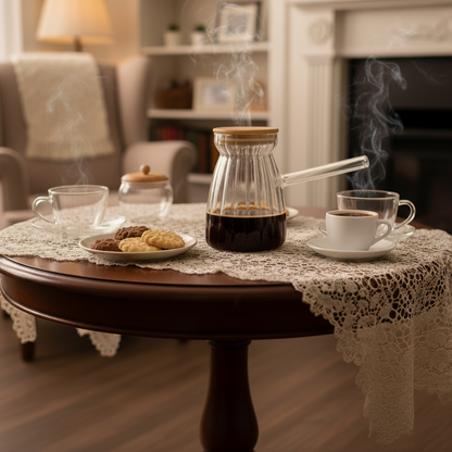 Glass Coffee Pot wooden cover