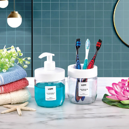 Soap Dispenser & Toothbrush Holder Set