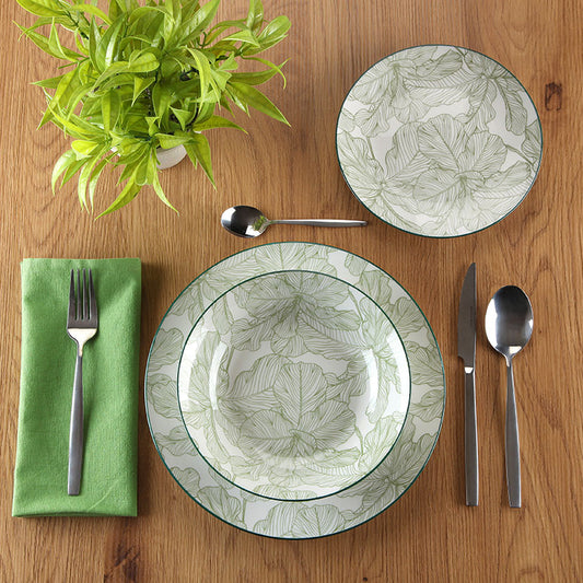 Porcelain Green Palm Dinner Set