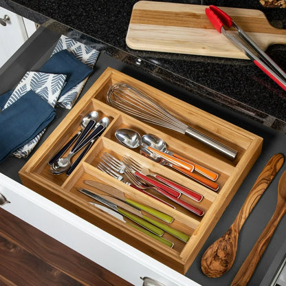 Expandable Bamboo Cutlery Organizer