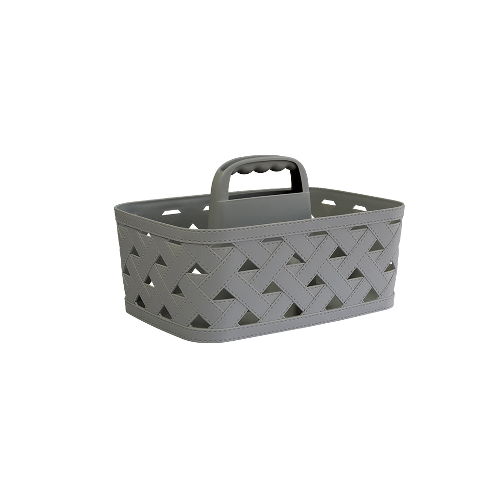 Leather Textured Basket with Handle
