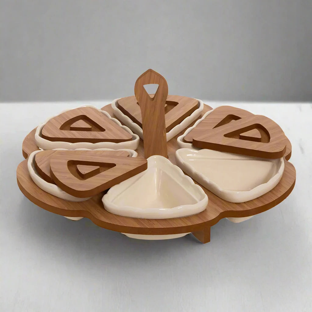 Round divided tray with covers 6 comp