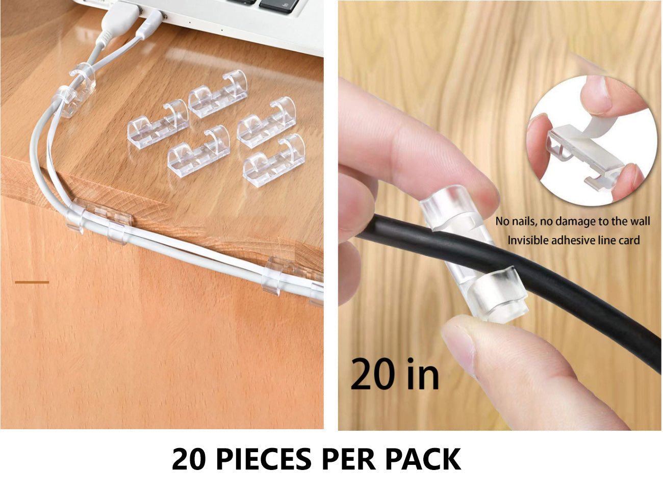 Self-adhesive cable clips 20 pieces