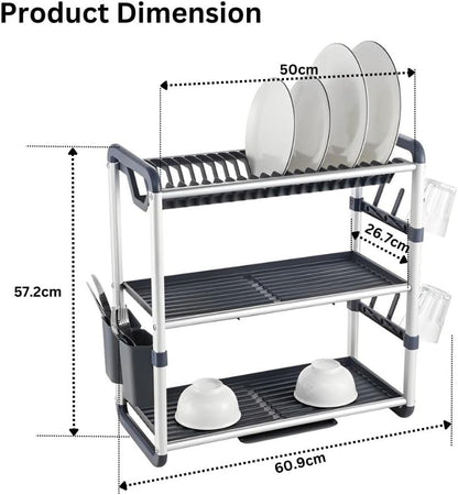 3 Tiers Aluminium Dish Rack