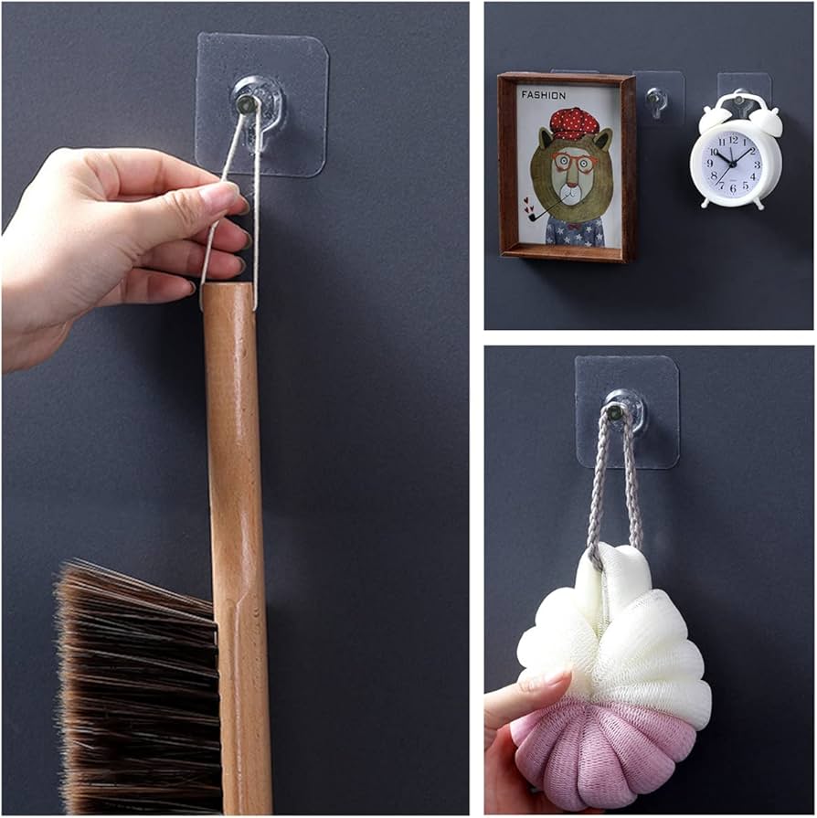 Transparent Self-Adhesive Hooks (12 pcs)