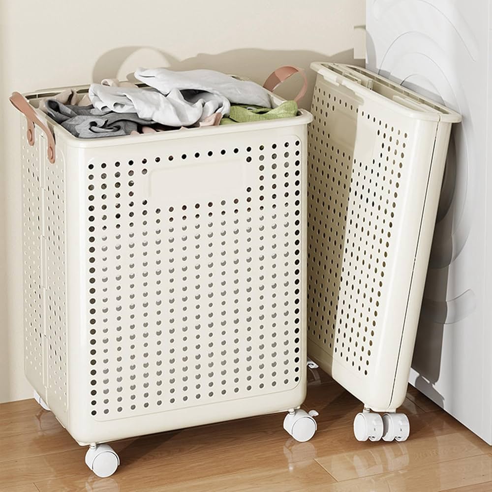 Collapsible Laundry Basket with Wheels