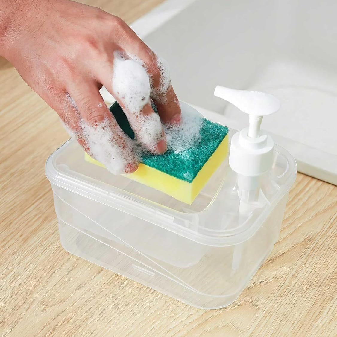 Rectangular Soap Pump and Sponge Bowl
