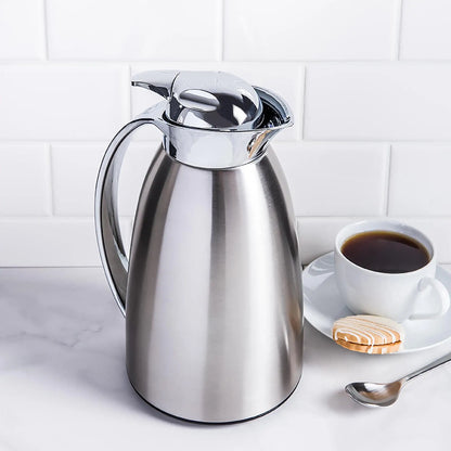 SS Insulated Carafe Vacuum Flask w Easy Push Button
