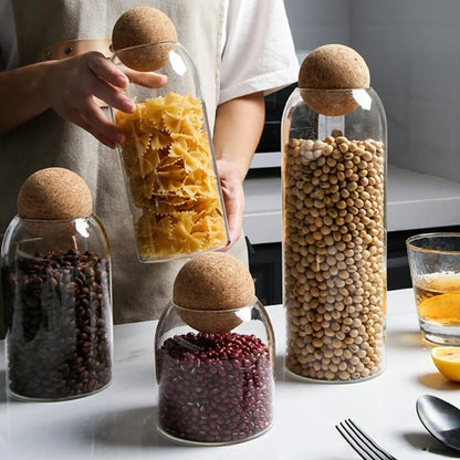 Jar with Cork Ball Lid ( Set Of 4)