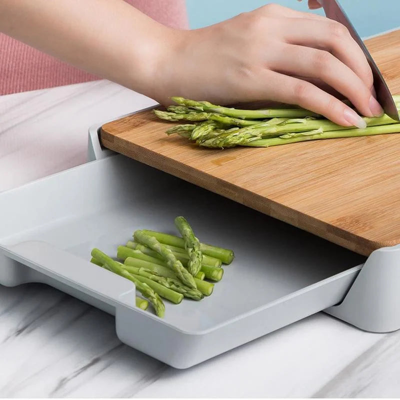 Bamboo Wood Cutting Board Drawer