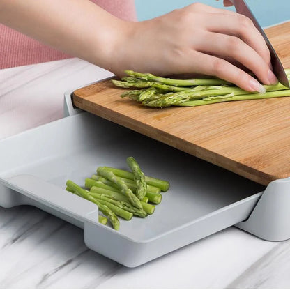 Bamboo Wood Cutting Board Drawer