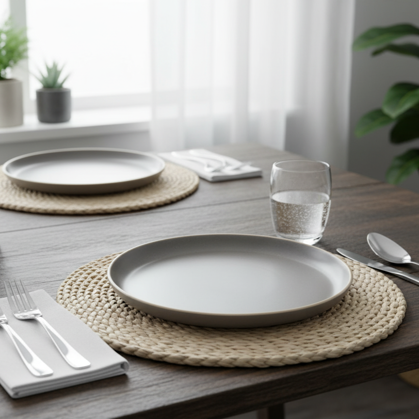 Matt Dark Gray Dinner Plate (Set of 6)