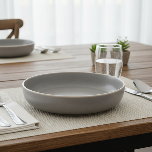 Matt Dark Gray Deep Plate (Set of 6)