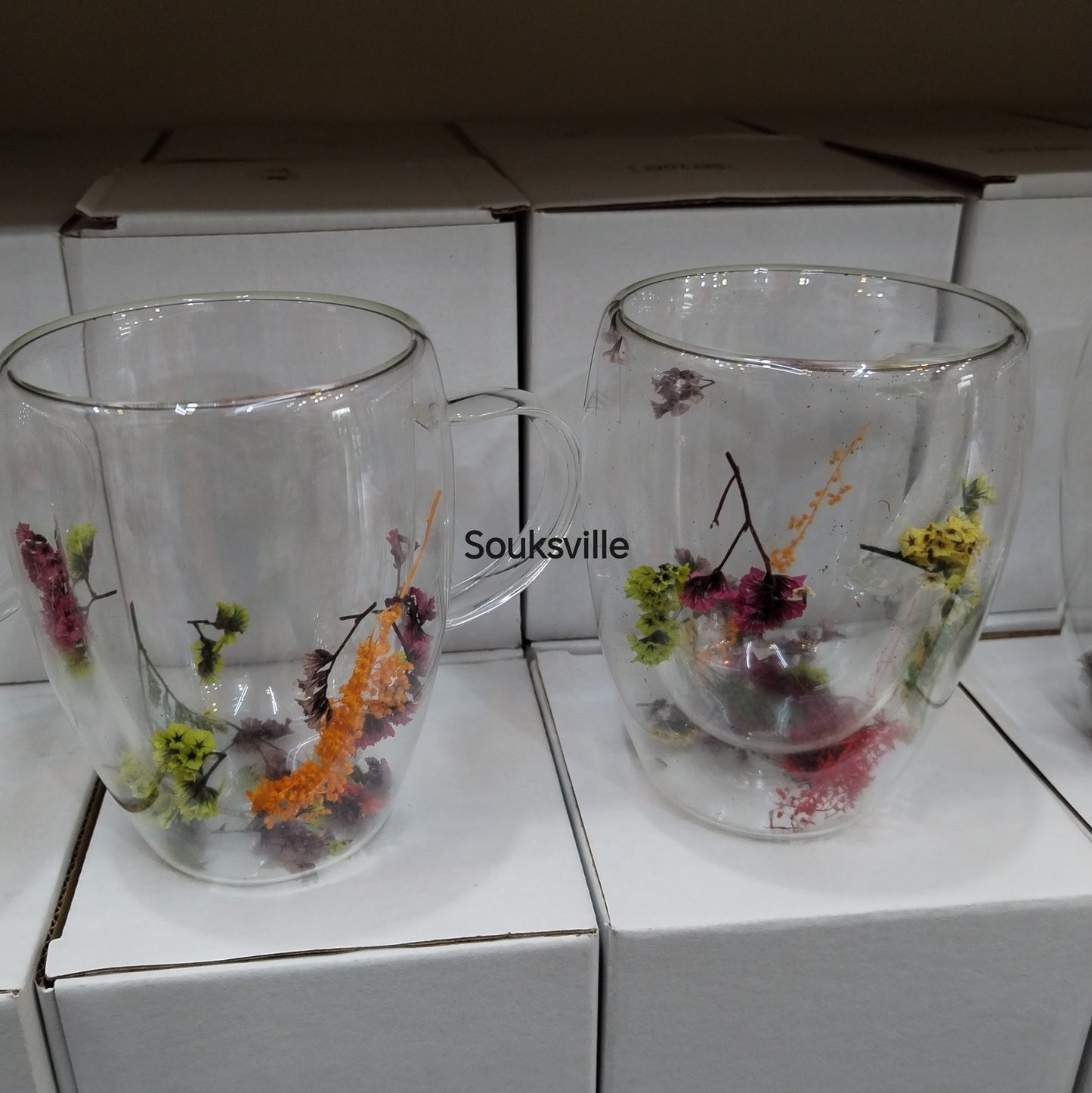 Double layer flower glass Cup
